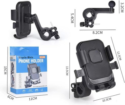 ZARRY Motorbike Mobile Holder 360°Adjustable Anti-Slip Base Phone Bike Mount Handlebar Bike Mobile Holder(Black)