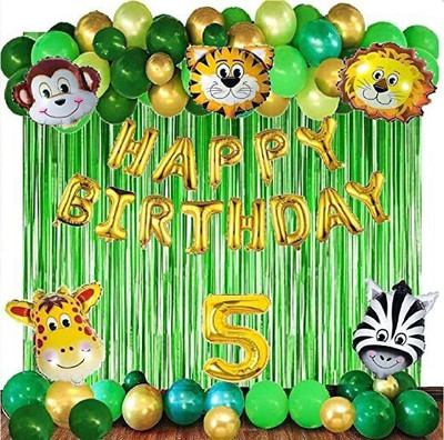 Kapoor stores JUNGLE THEME 5th Birthday Party Decoration Items or Kit for Kids - 50 pcs(Set of 50)