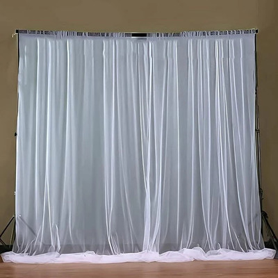 PARTY MIDLINKERZ Tulle White Net curtain for Birthday,Wedding Backdrop Decoration 3pcs(Set of 3)