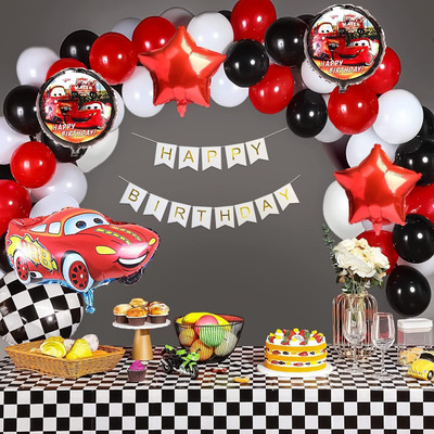 homelywhimsy Car Mc Queen Birthday Decoration Kit for Boys(Set of 68)