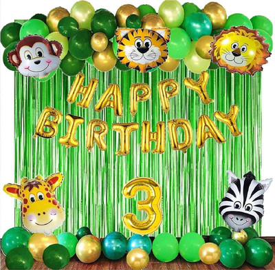 homelywhimsy JUNGLE THEME 3rd Birthday Party Decoration Items or Kit for Kids - 50 pcs(Set of 50)