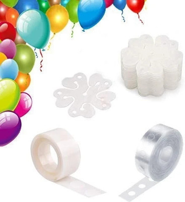 PARTY MIDLINKERZ Party Balloon Decorating Garland 1 Strip Tape Arch 100 Dots Glue 6 Flower Clip(Set of 8)