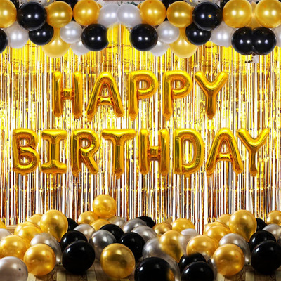 Party Hub Happy Birthday Letters Foil Balloon Set Birthday Decoration Kit / Theme Decoration Balloons, Birthday Balloons for Decoration - Gold(Set of 45)