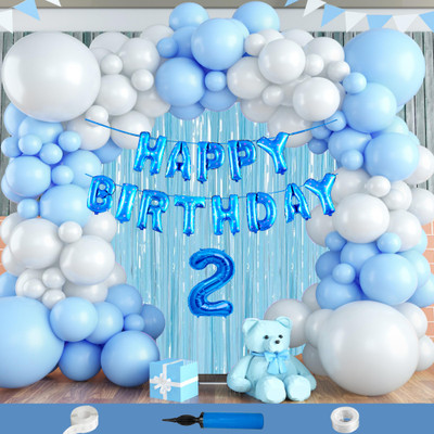 Crazykart Second 2nd Happy Birthday Decoration Kit For Boys Party Decoration Items Combo(Set of 107)