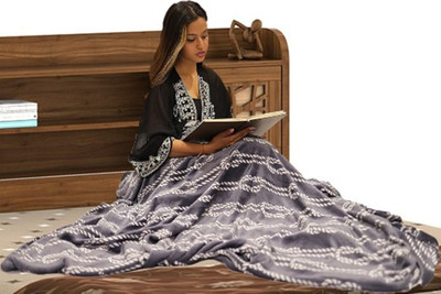 KIXTA Self Design Double AC Blanket for  AC Room(Microfiber, Grey)