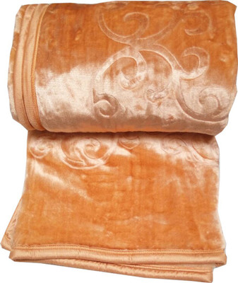 Oshano Solid Double Mink Blanket for  Heavy Winter(Polyester, GOLDEN 1)
