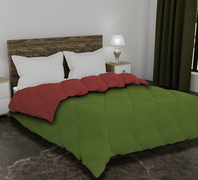 AJISH Solid Single Comforter for  Heavy Winter(Polyester, Red-Green)
