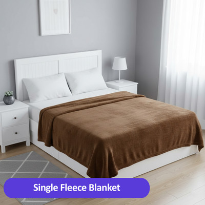 Akshara Loomtex Solid Single Fleece Blanket(Woollen Blend, Brown)