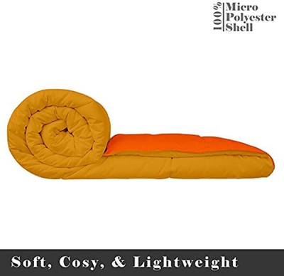 Convalexa Solid Double Mink Blanket for  Heavy Winter(Microfiber, Orange & Yellow)