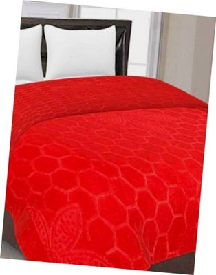 Convalexa Floral Double Mink Blanket for  Heavy Winter(Microfiber, Red)