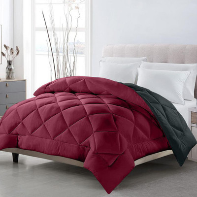 TUNDWAL'S Solid Single Comforter for  Heavy Winter(Cotton, Maroon - Grey)