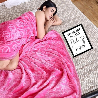 Convallexa Floral Double Mink Blanket for  Heavy Winter(Microfiber, Pink)