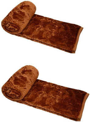 Oshano Floral Single Mink Blanket for  Heavy Winter(Microfiber, Brown)