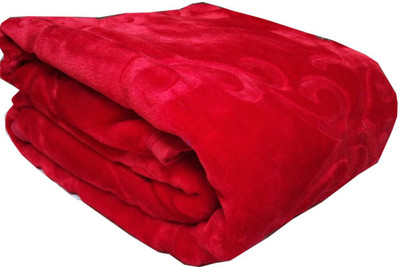 Oshano Solid Single Mink Blanket for  Heavy Winter(Polyester, RED 2)