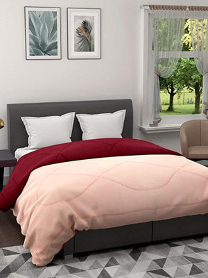 Texcasaa Solid Single Quilt for  Heavy Winter(Polyester, Maroon & Peach)
