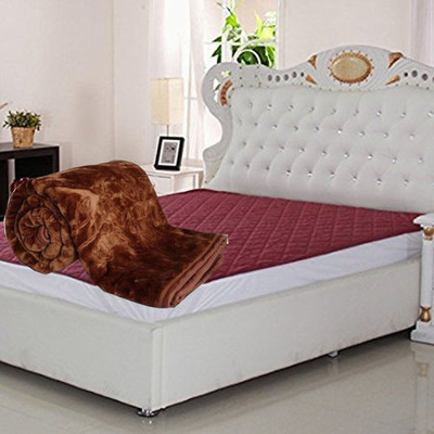 Oshano Solid Double Mink Blanket for  Heavy Winter(Polyester, Brown)