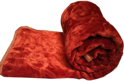 Oshano Solid Single Mink Blanket for  Heavy Winter(Polyester, CAMEL BROWN)