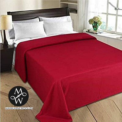 KRAZE Solid Single Fleece Blanket for  AC Room(Woollen Blend, Maroon)