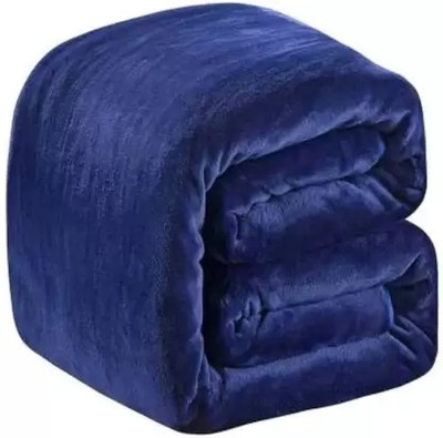 DONDA Solid Single Fleece Blanket(Woollen Blend, Bluee)
