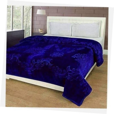 BLAN STAR Self Design Double Mink Blanket for  Heavy Winter(Microfiber, Blue)