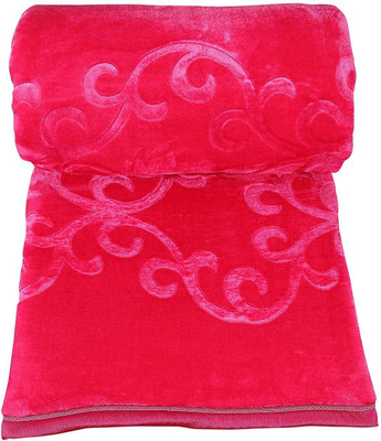 Oshano Solid Single Mink Blanket for  Heavy Winter(Polyester, Pink)