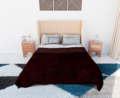 SHOORAAY Floral Double Mink Blanket for  AC Room(Polyester, Maroon)