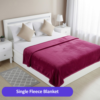 Aura Decore Solid Single Fleece Blanket(Microfiber, Red)