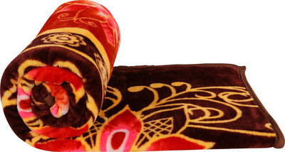 Yati Gallerie Printed Double Mink Blanket for  Heavy Winter(Microfiber, Maroon Flower Printed)
