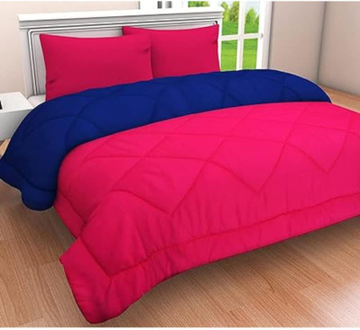 HS DESIGNING DREAMS Solid Double AC Blanket for  Heavy Winter(Cotton, Pink & Navy Blue)