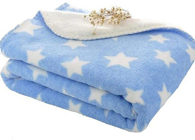 BUMTUM Printed Double AC Blanket for AC Room(Microfiber, Sky Blue)