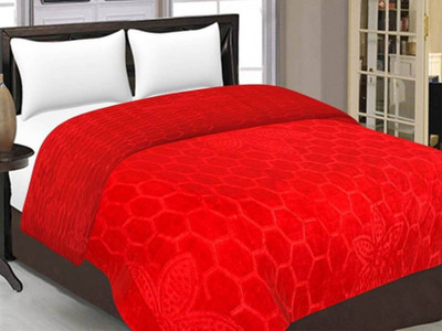 MAGICAL Geometric Double Mink Blanket for  Heavy Winter(Microfiber, Red)