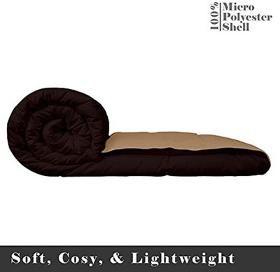 Comfowell Solid Single Comforter for  Heavy Winter(Poly Cotton, Brown & Beige)