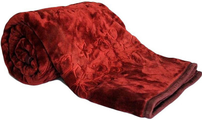 Oshano Floral Single Mink Blanket for  Heavy Winter(Microfiber, Maroon)