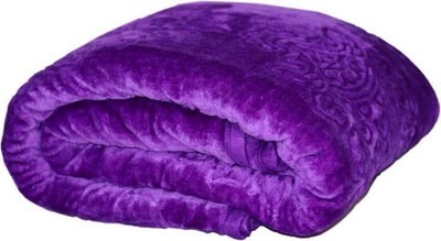 Convalexa Floral Double Mink Blanket for  Heavy Winter(Microfiber, Purple)