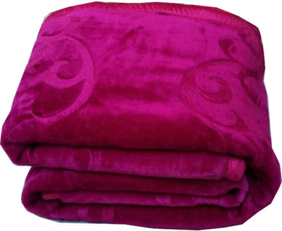 Oshano Solid Single Mink Blanket for  Heavy Winter(Polyester, Dark Pink)