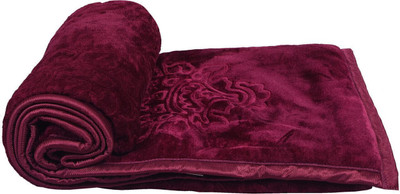 Yati Gallerie Floral Double Mink Blanket for  Mild Winter(Microfiber, Wine)
