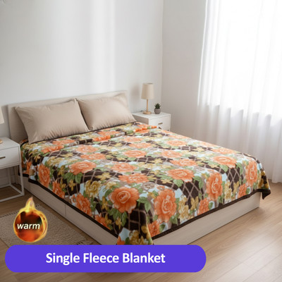 Unique style Printed Single Fleece Blanket(Microfiber, Brown, Orange)