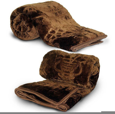 Oshano Floral Single Mink Blanket for  Heavy Winter(Microfiber, Coffee Brown)