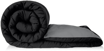 Comfowell Solid Single Quilt for  Heavy Winter(Poly Cotton, Grey & Black)