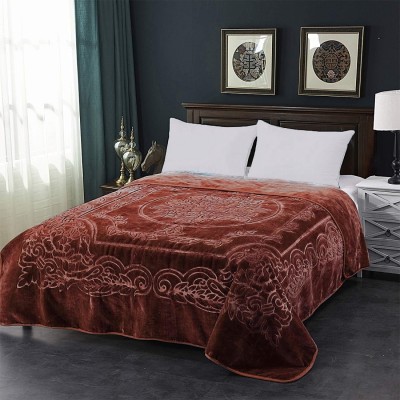 Blessing Home Solid Single Mink Blanket for  Heavy Winter(Polyester, Brown)