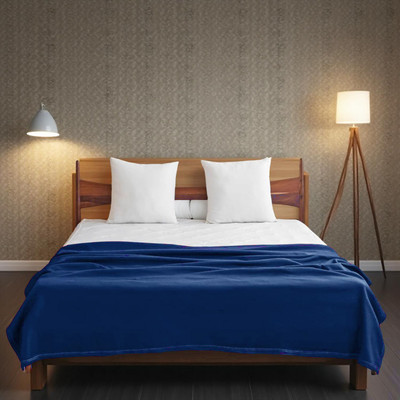 ivaza Solid Single Fleece Blanket for  Mild Winter(Polyester, Blue)
