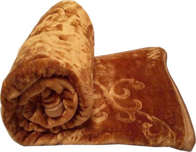 FUBAR Floral Double Mink Blanket for  Heavy Winter(Poly Cotton, Gold)