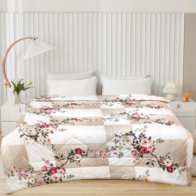 Supreme Home Collective Printed Double Comforter for  AC Room(Cotton, Brown Cream, Reversible Double AC Comforter-Vacuum Packed)