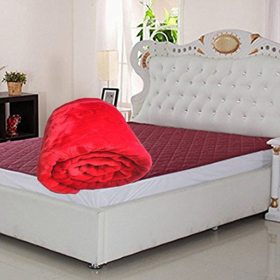 Oshano Solid Single Mink Blanket for  Heavy Winter(Polyester, Red)