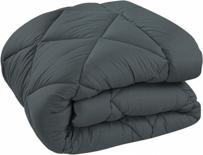 Yati Gallerie Checkered Double Mink Blanket for  AC Room(Microfiber, black and dark grey)