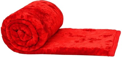 Oshano Solid Single Mink Blanket for  Heavy Winter(Poly Cotton, Red)