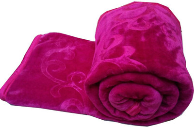 Oshano Solid Single Mink Blanket for  Heavy Winter(Polyester, RANI PINK)