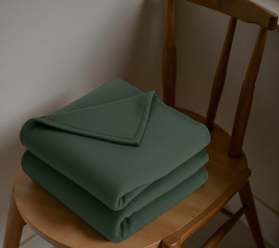 ivaza Solid Single Fleece Blanket for  Mild Winter(Polyester, Green)