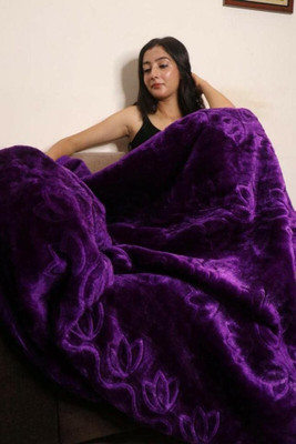 Convalexa Floral Double Mink Blanket for  Heavy Winter(Microfiber, Purple)