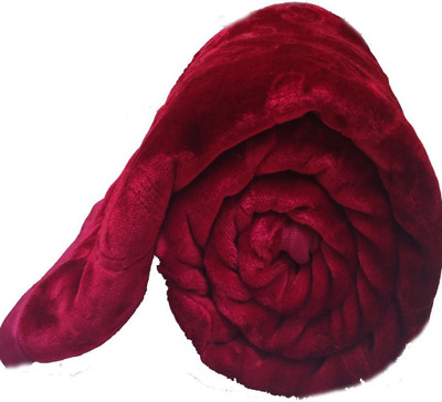 Oshano Floral Double Mink Blanket for  Heavy Winter(Polyester, Maroon)